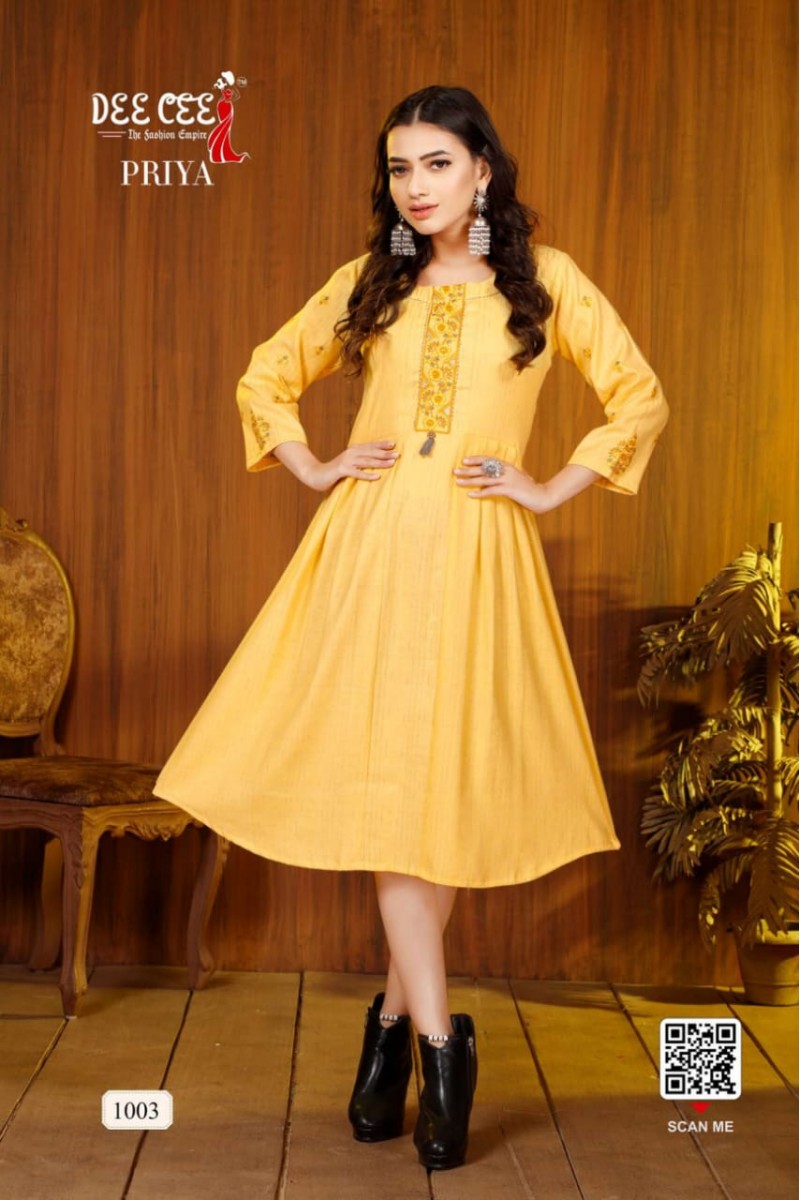 Dee Cee Priya Formal Wear Wholesale Rayon Kurtis Catalogue Set