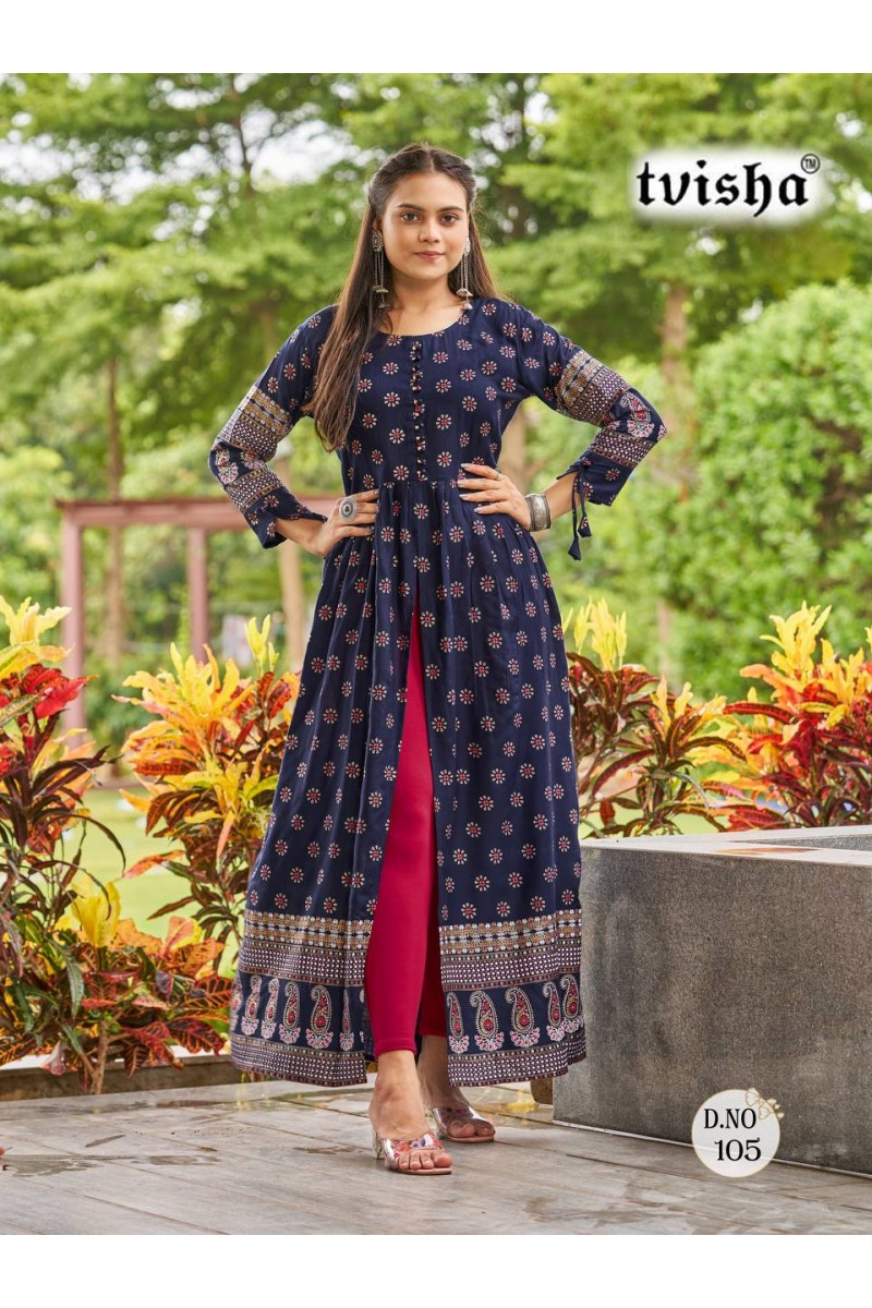 Tvisha Pushpa 5.0-5 Size Set Heavy Rayon Gown Style Kurtis Collection