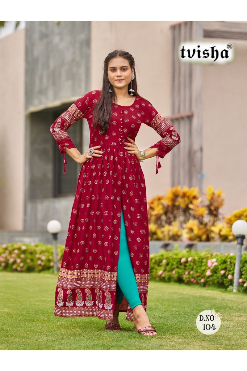 Tvisha Pushpa 5.0-6 Size Set Heavy Rayon Gown Style Kurtis Collection