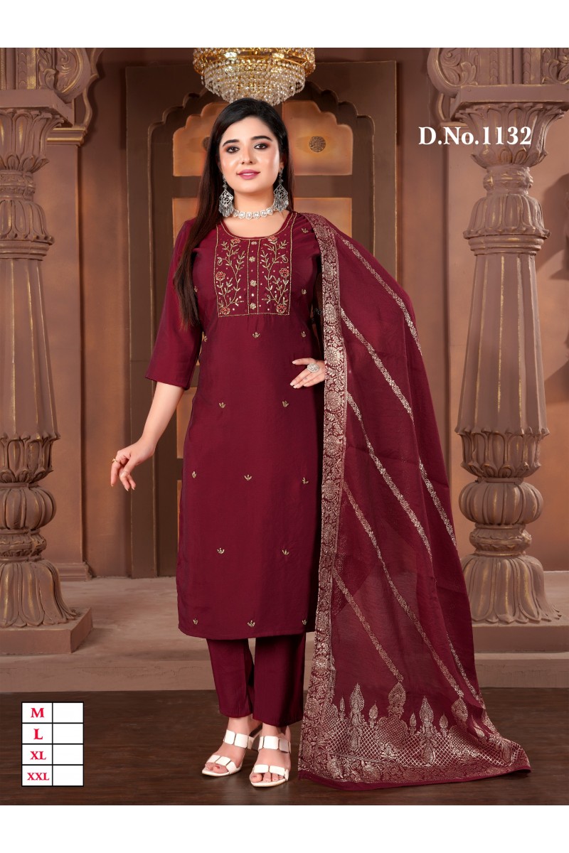 R-1132 Roman Silk Women's Wear Straight Kurtis Designs Collection