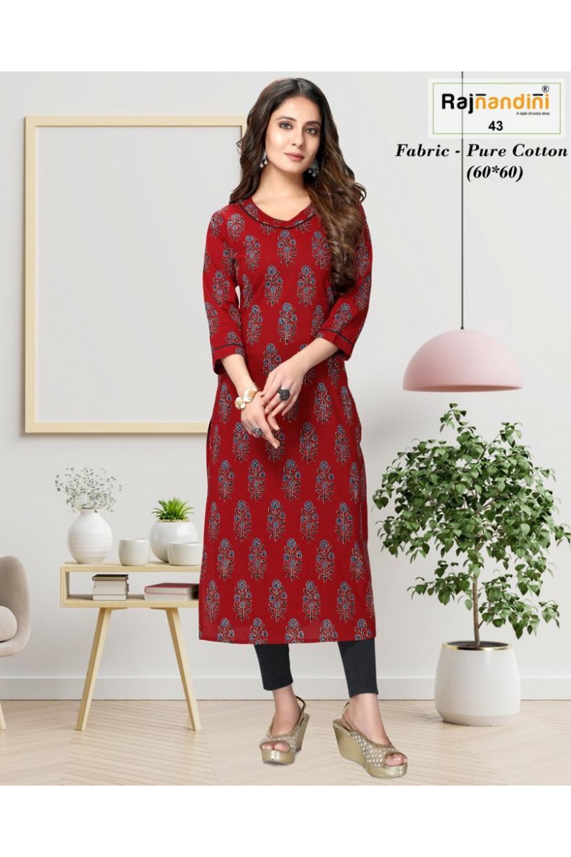 Rajnandini-43 Formal Wear Women Clothing Cotton Kurti Catalogue Set