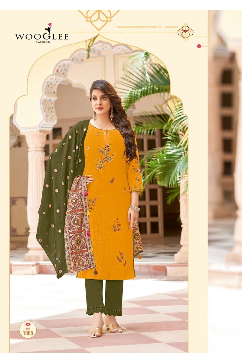 Wooglee Fashion Raksha Viscose With Handwork Designer Kurtis Wholesaler