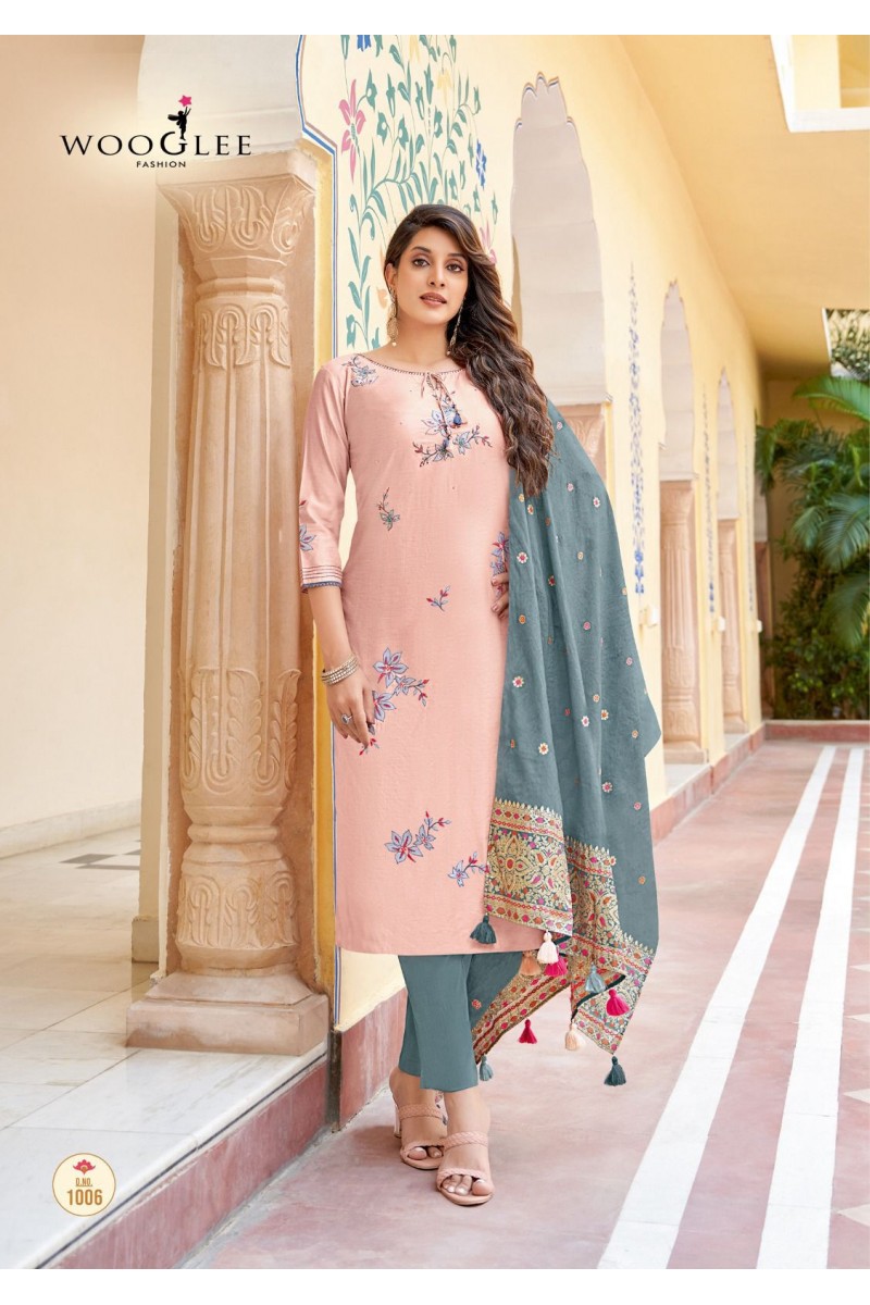 Wooglee Fashion Raksha Viscose With Handwork Designer Kurtis Wholesaler