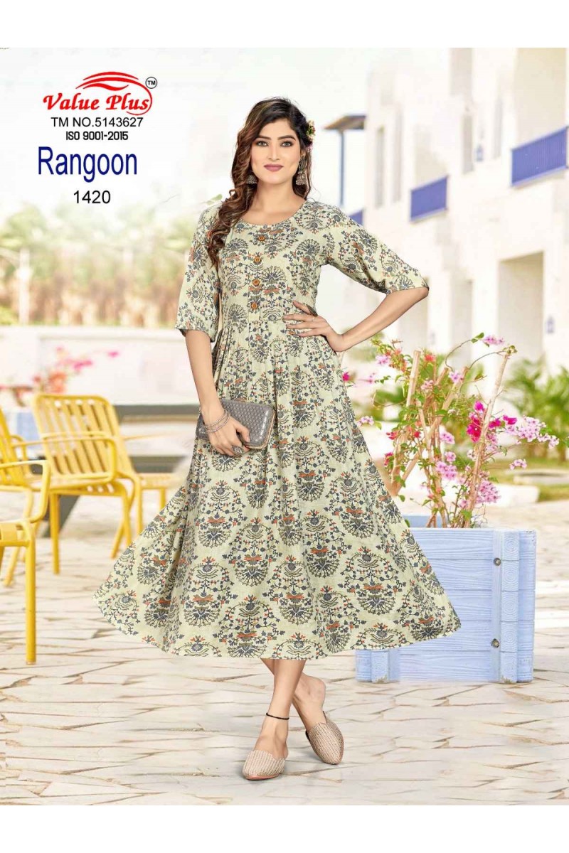 Value Plus Rangoon-12 Anarkali Size Set Wholesale Kurti Catalogue Set