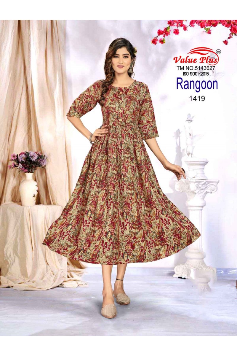 Value Plus Rangoon-14 Anarkali Size Set Wholesale Kurti Catalogue Set