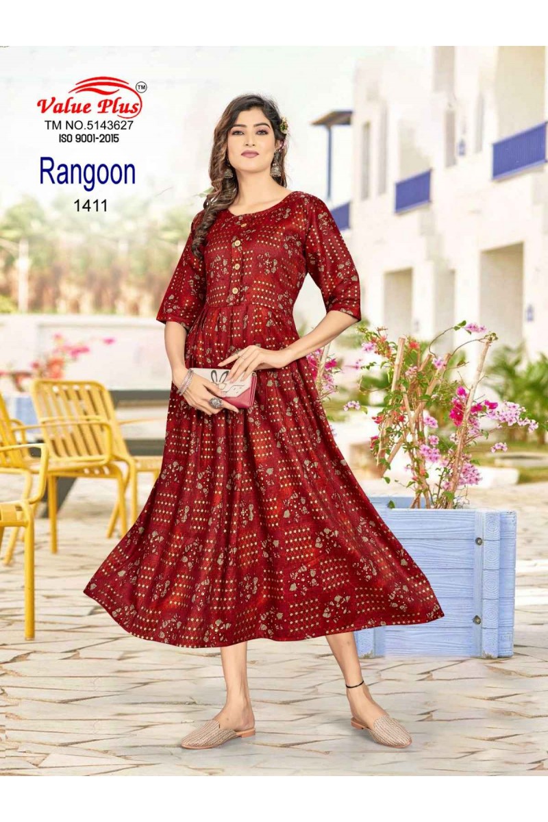 Value Plus Rangoon-17 Anarkali Size Set Wholesale Kurti Catalogue Set