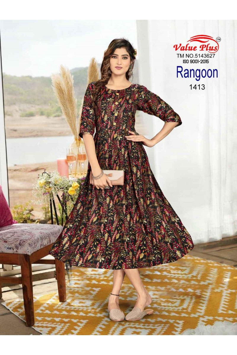 Value Plus Rangoon-18 Anarkali Size Set Wholesale Kurti Catalogue Set