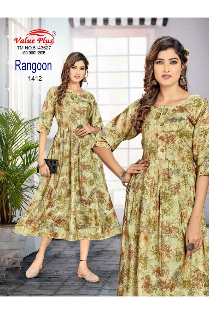 Value Plus Rangoon-19 Anarkali Size Set Wholesale Kurti Catalogue Set