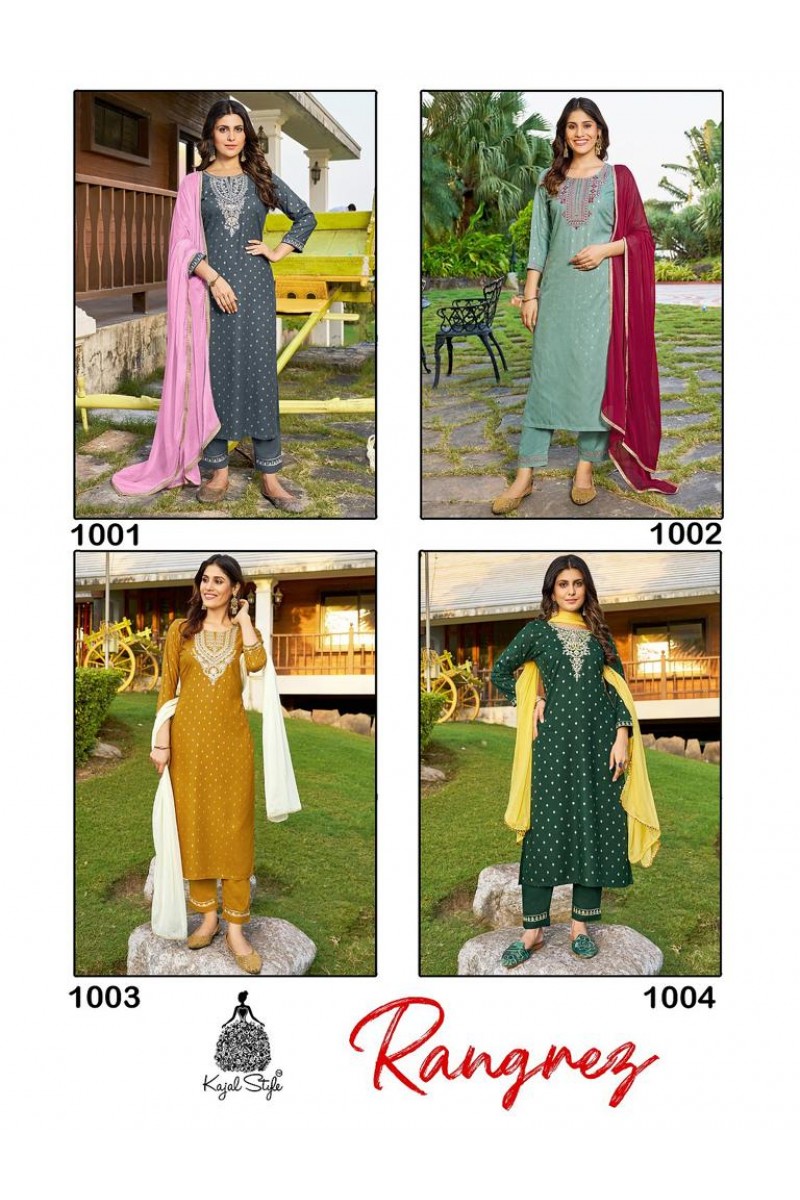 Kajal Style Rangrez Vol-1 Designer Rayon Casual Wear Kurtis Design