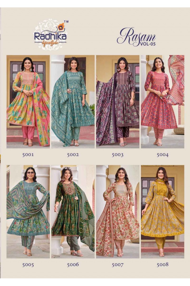 Radhika Lifestyle Rasam Vol-5 Nayra Pattern Readymade Kurtis Designs
