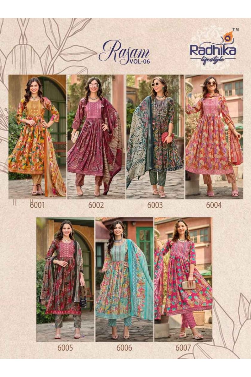 Radhika Lifestyle Rasam Vol-6 Wholesale Printed Stylish Long Kurtis