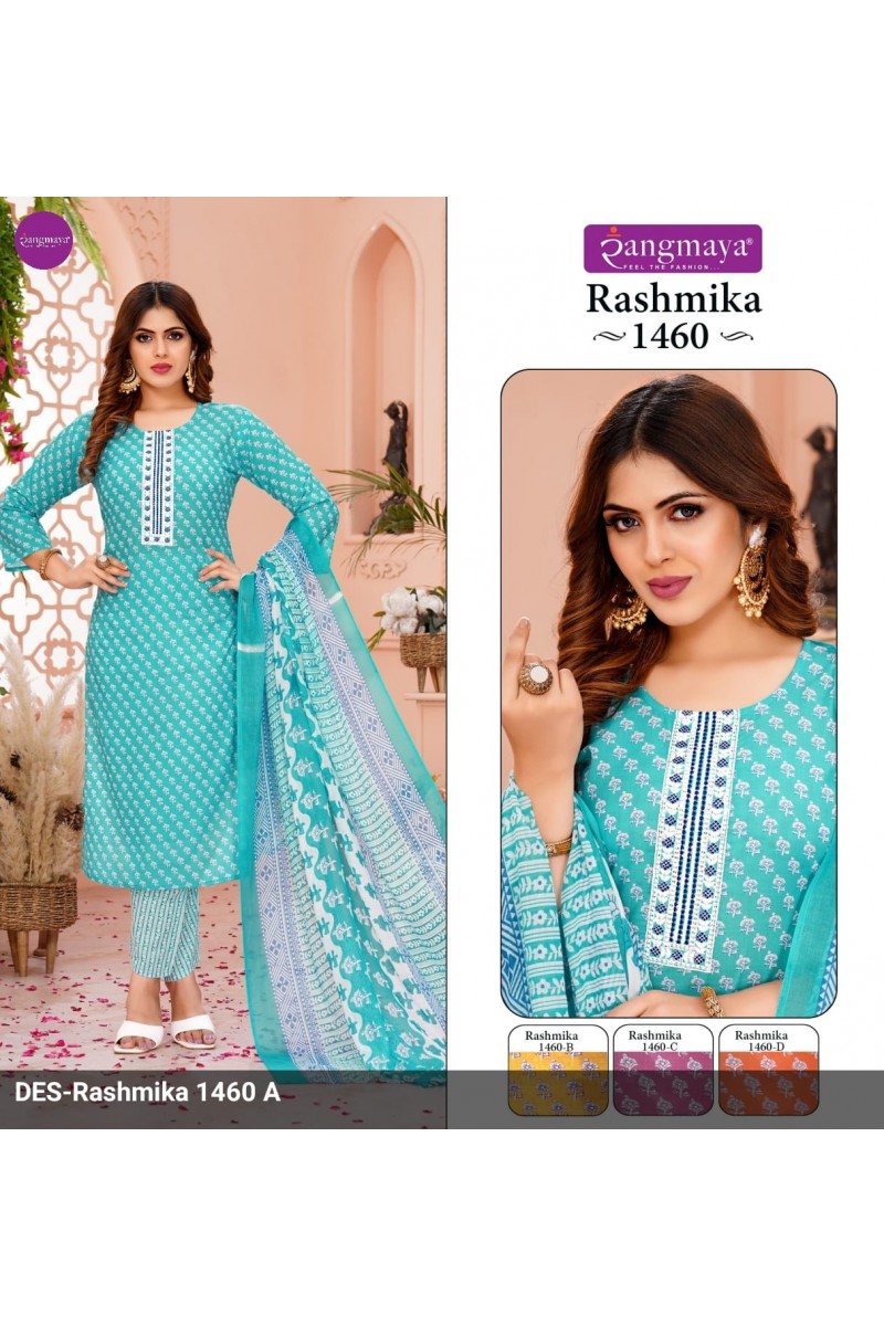 Rangmaya Rashmika-1460 Casual Wear Cotton Kurti Pant Dupatta Pair Designs