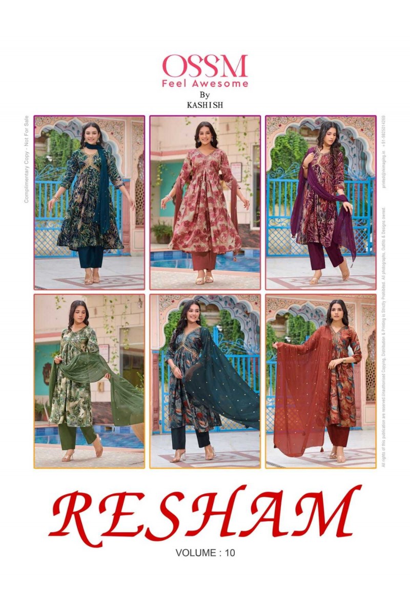 Ossm Resham Vol-10 Designer Festive Wear Kurti With Bottom And Dupatta