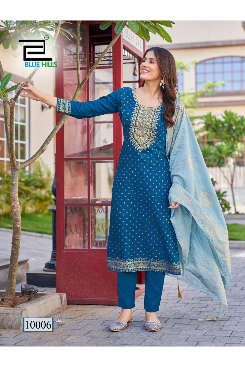 Blue Hills Royal Touch Vol-10 Rayon Kurtis With Pant And Dupatta Collection