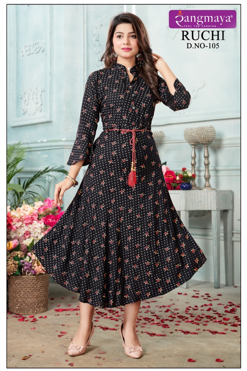 Rangmaya Ruchi Rayon Printed Wholesale Women's Wear Kurtis Designs