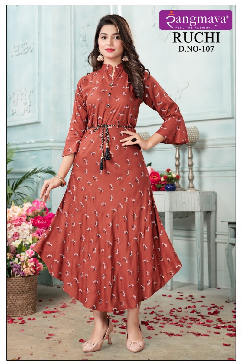 Rangmaya Ruchi Rayon Printed Wholesale Women's Wear Kurtis Designs