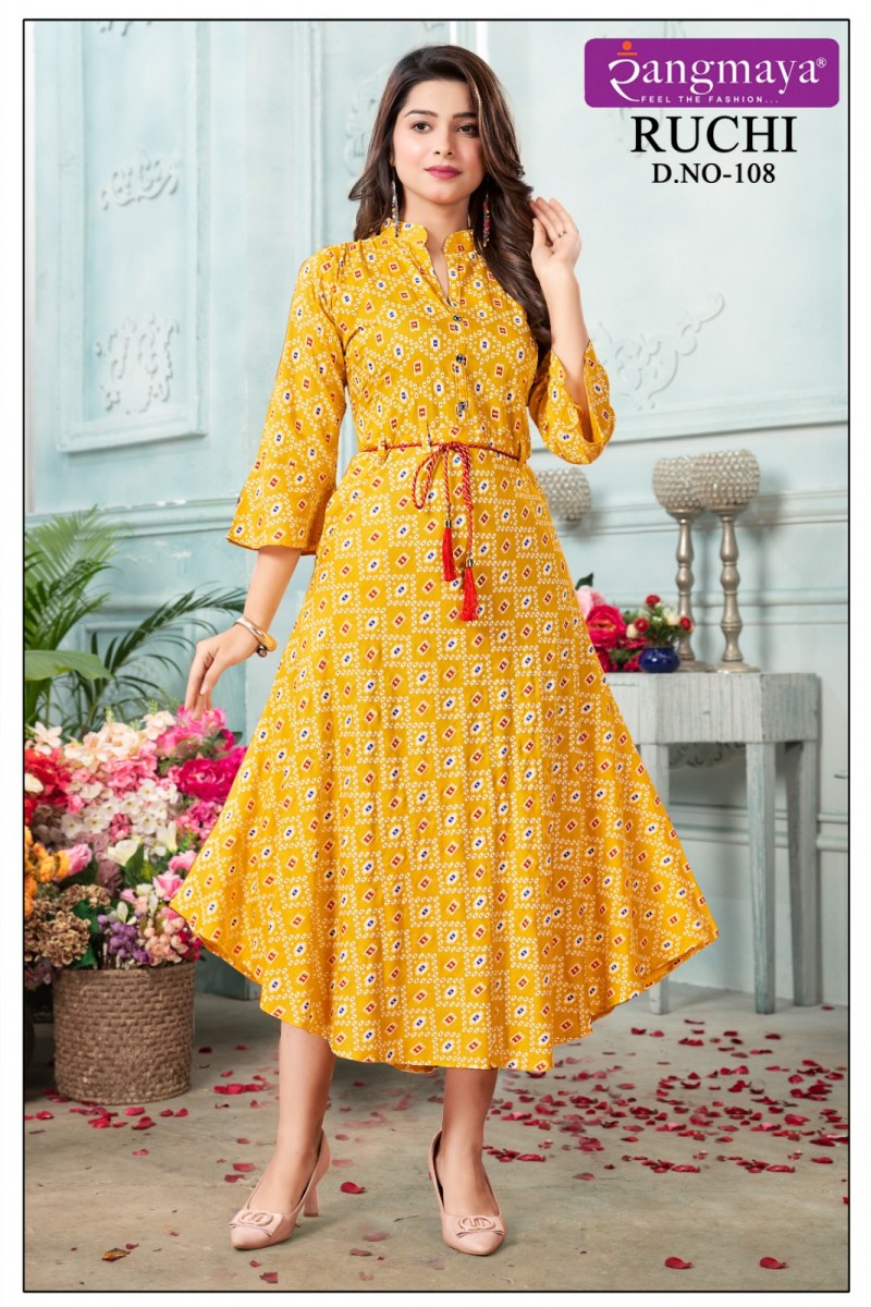 Rangmaya Ruchi Rayon Printed Wholesale Women's Wear Kurtis Designs