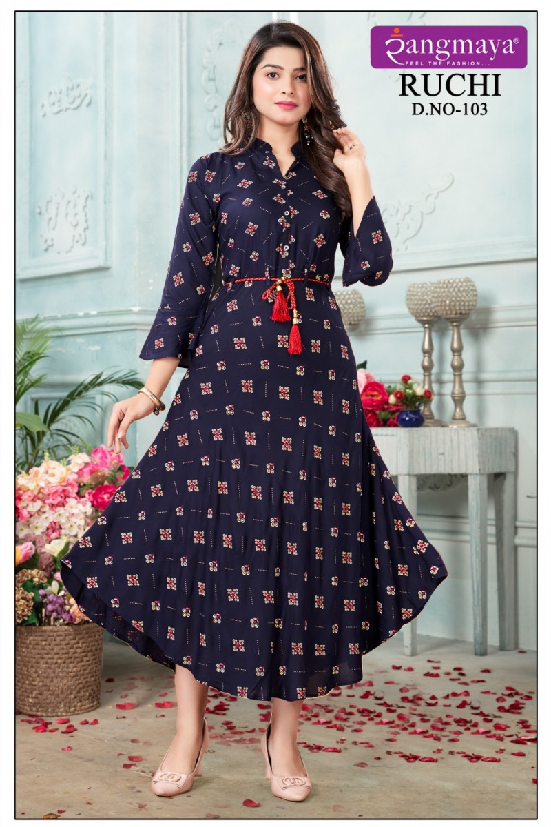 Rangmaya Ruchi Rayon Printed Wholesale Women's Wear Kurtis Designs