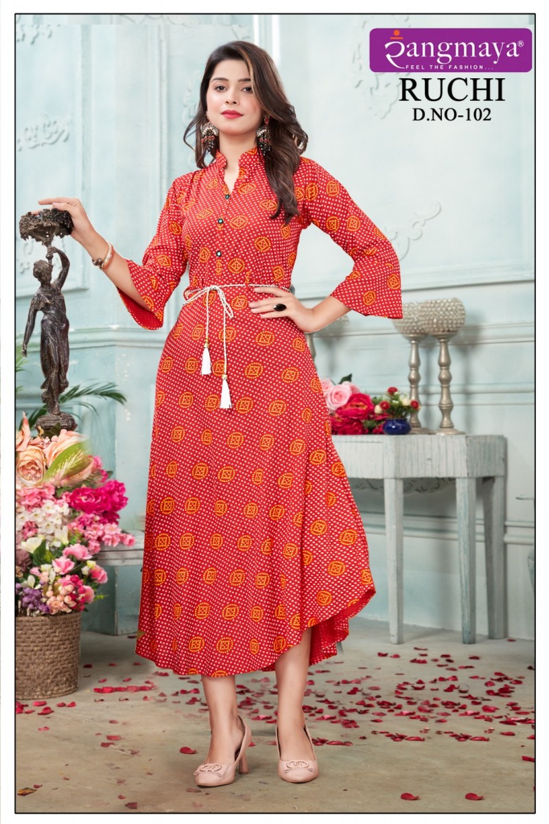 Rangmaya Ruchi Rayon Printed Wholesale Women's Wear Kurtis Designs