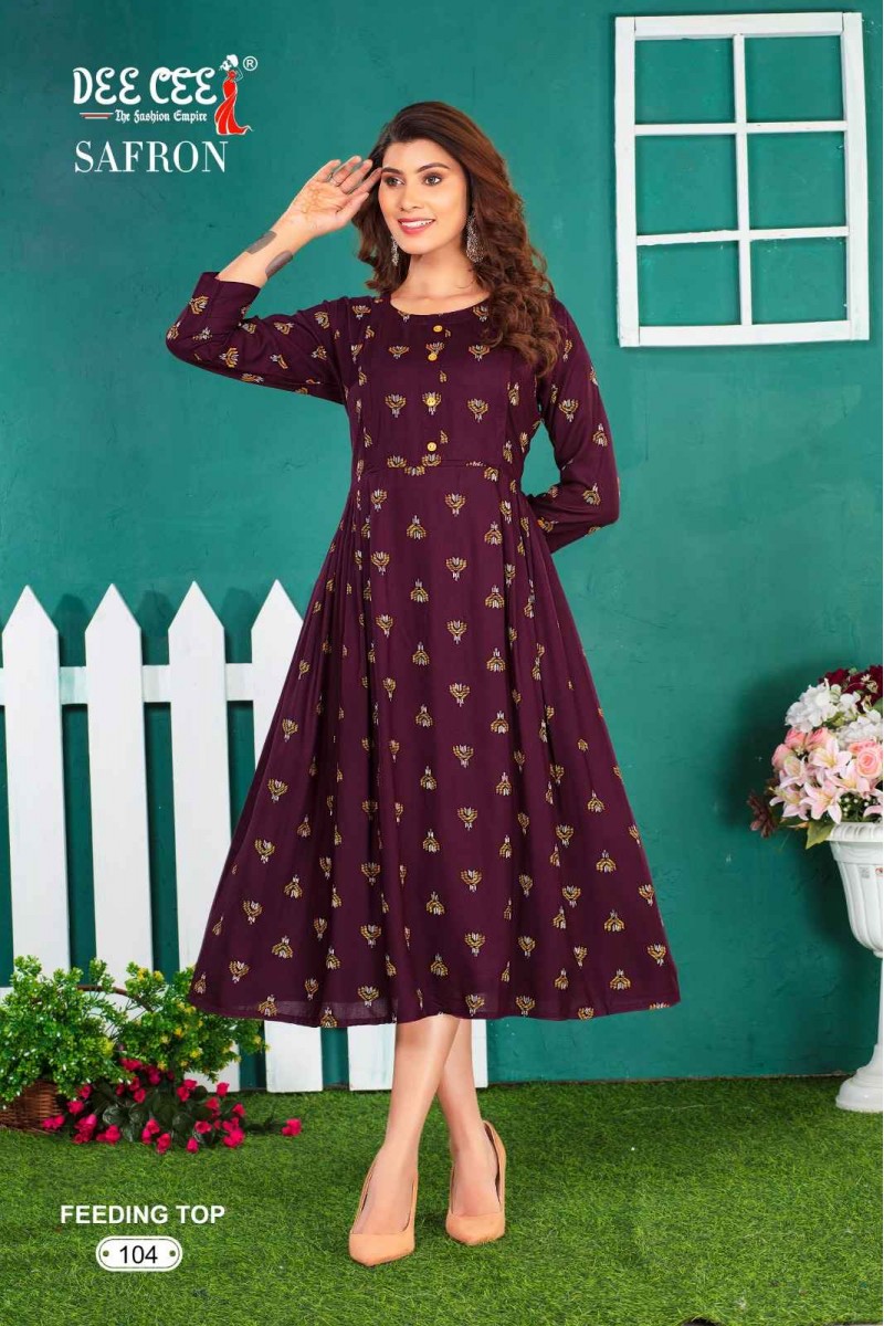 Dee Cee Safron Rayon Ready Made Long Kurti Collection Wholesale Dealer