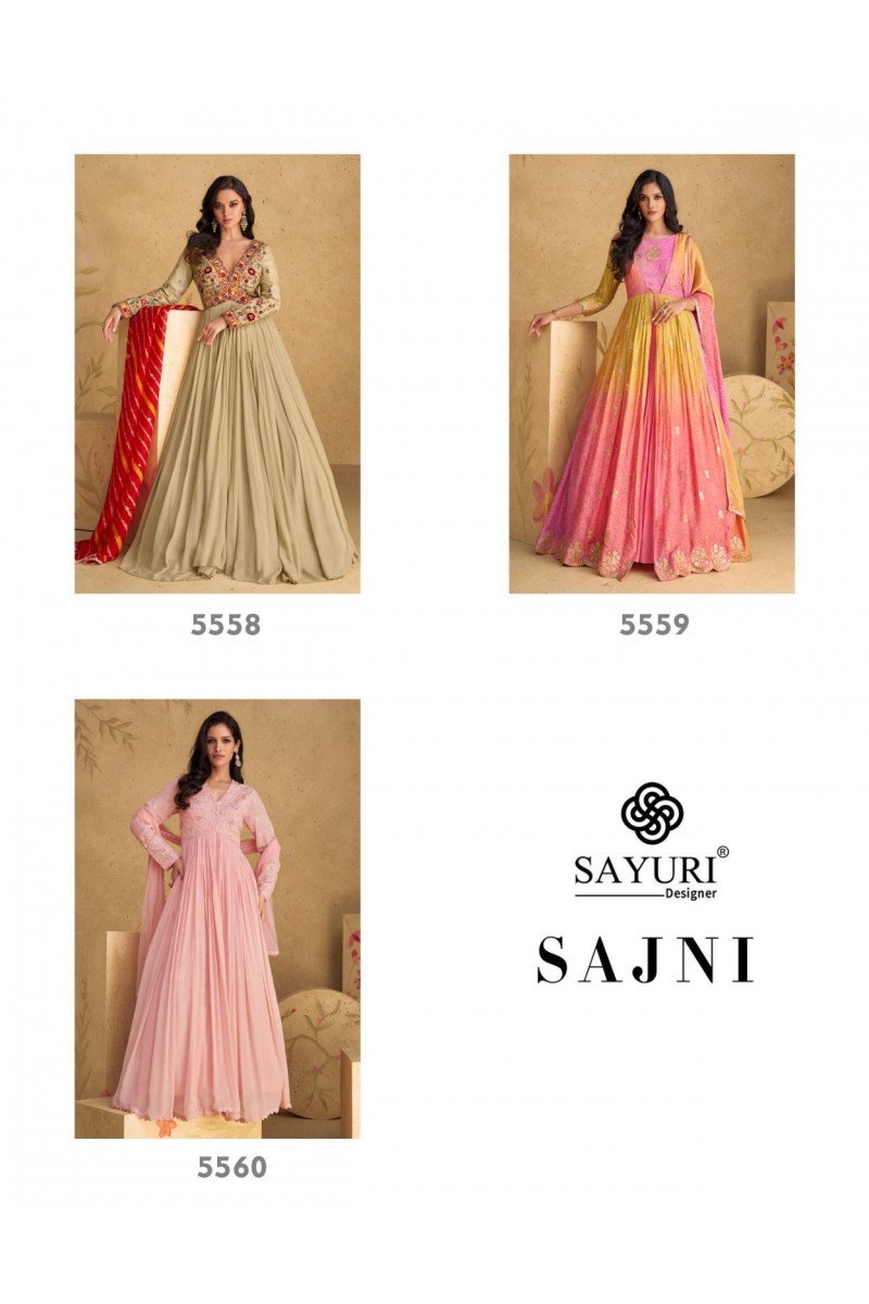 Sayuri Designer Sajni Women's Wear Anarkali Long Georgette Gowns