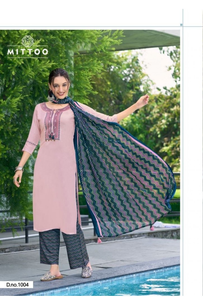 Mittoo Samreen Rayon Digital Printed Heavy Designer Handwork Kurtis