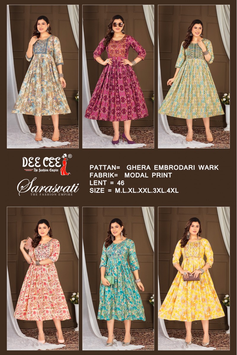 Dee Cee Sarasvati Anarkali Style Long Digital Printed Kurtis Apparels