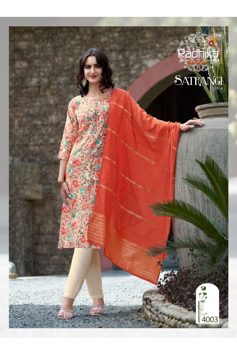 Radhika Lifestyle Satrangi Vol-4 Modal Chanderi Printed Designer Kurtis Set