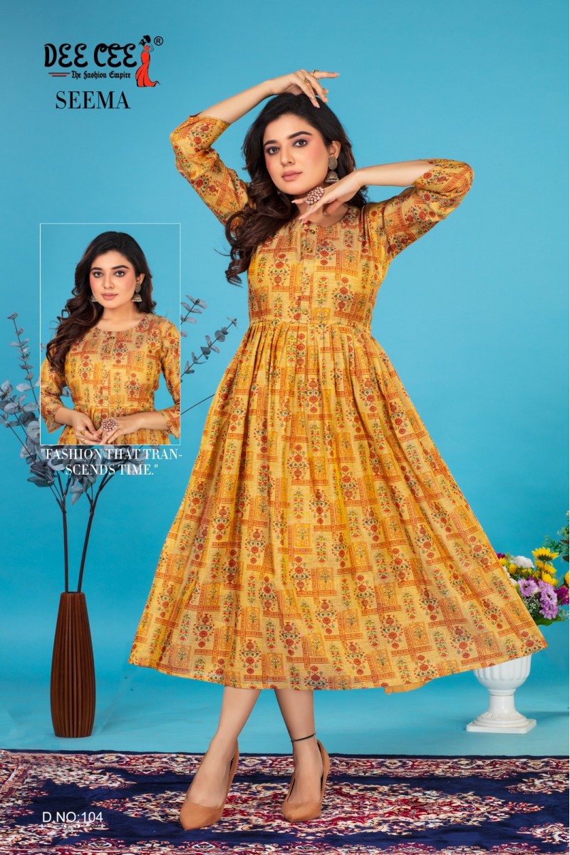 Dee Cee Seema Readymade Rayon With Printed Kurtis Manufacturer