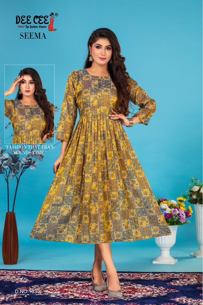 Dee Cee Seema Readymade Rayon With Printed Kurtis Manufacturer