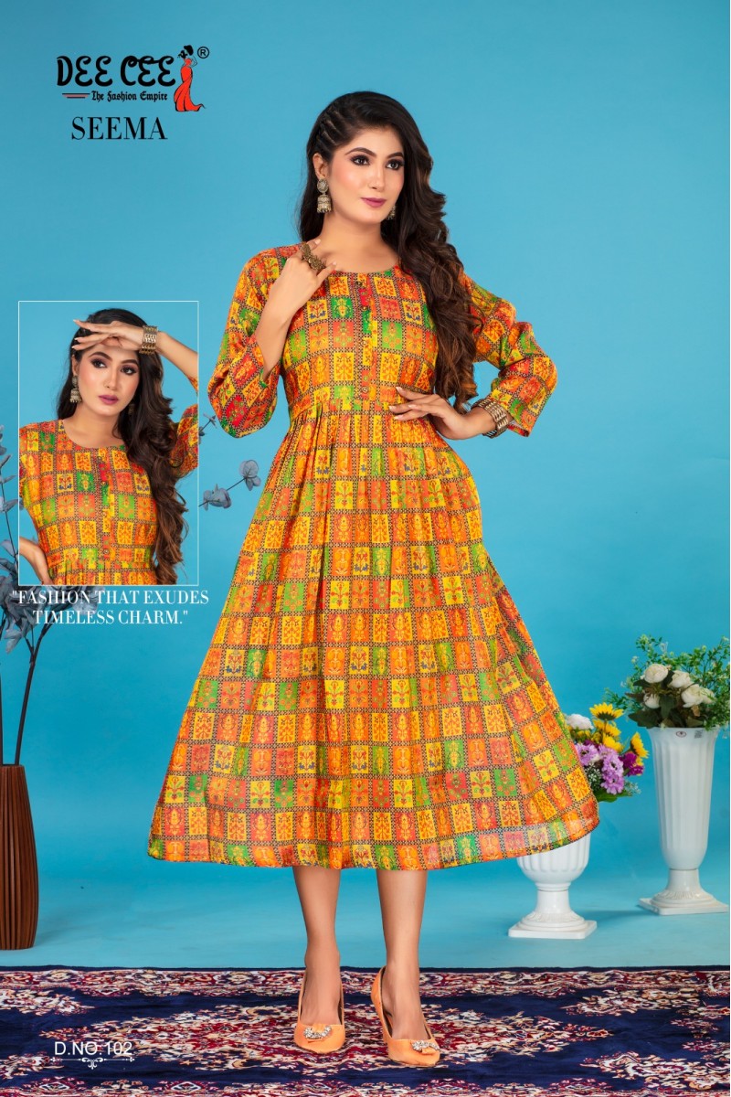 Dee Cee Seema Readymade Rayon With Printed Kurtis Manufacturer