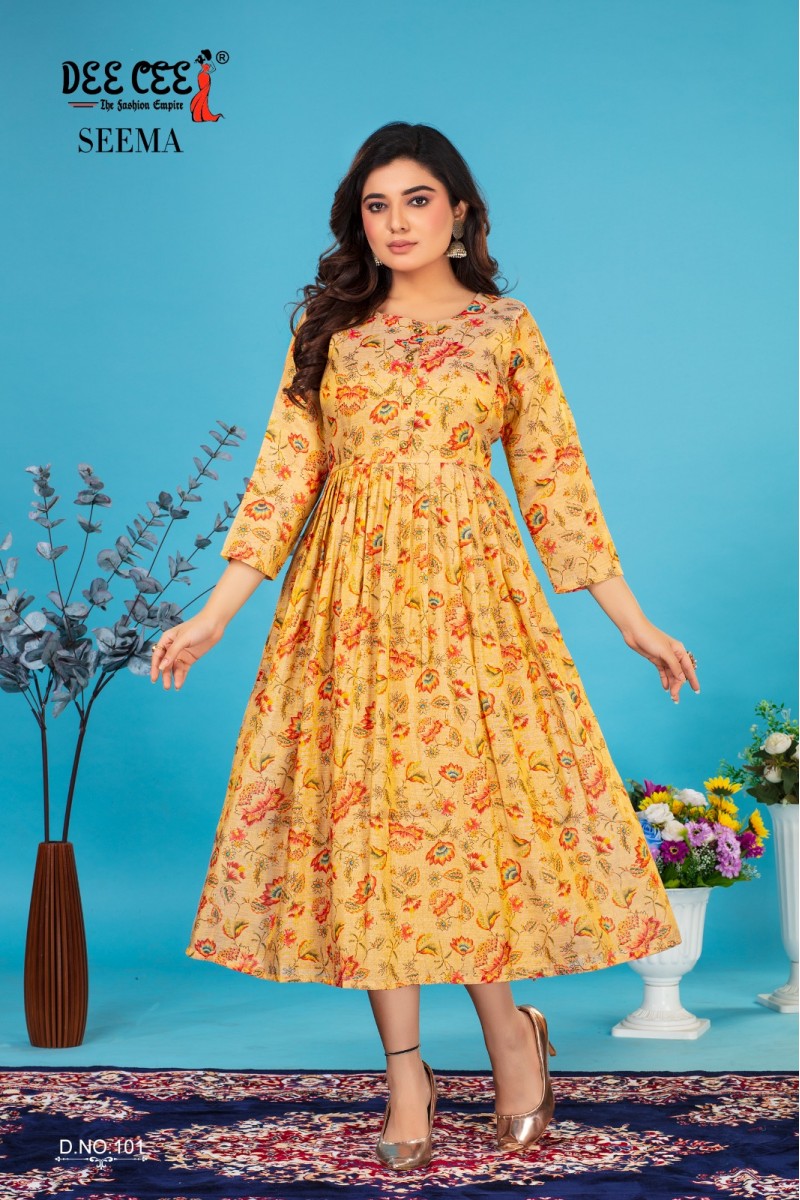 Dee Cee Seema Readymade Rayon With Printed Kurtis Manufacturer