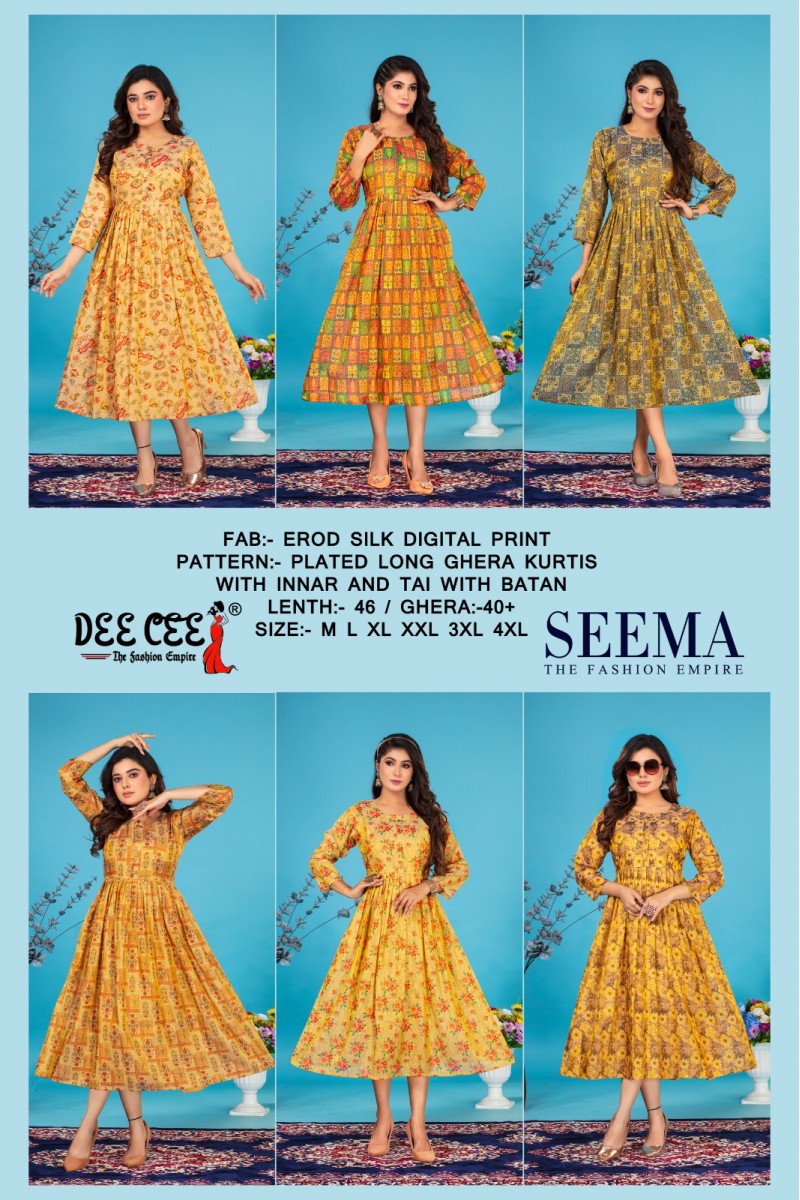 Dee Cee Seema Readymade Rayon With Printed Kurtis Manufacturer