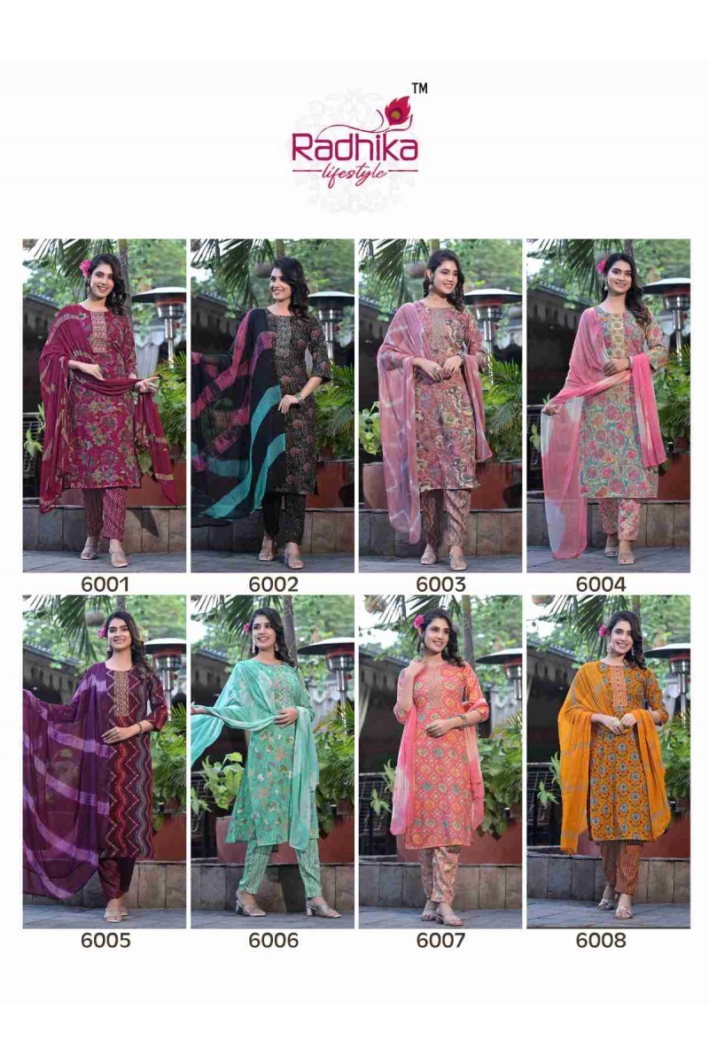 Radhika Lifestyle Seerat Vol-6 Capsule Print Designer Kurti Pant With Dupatta