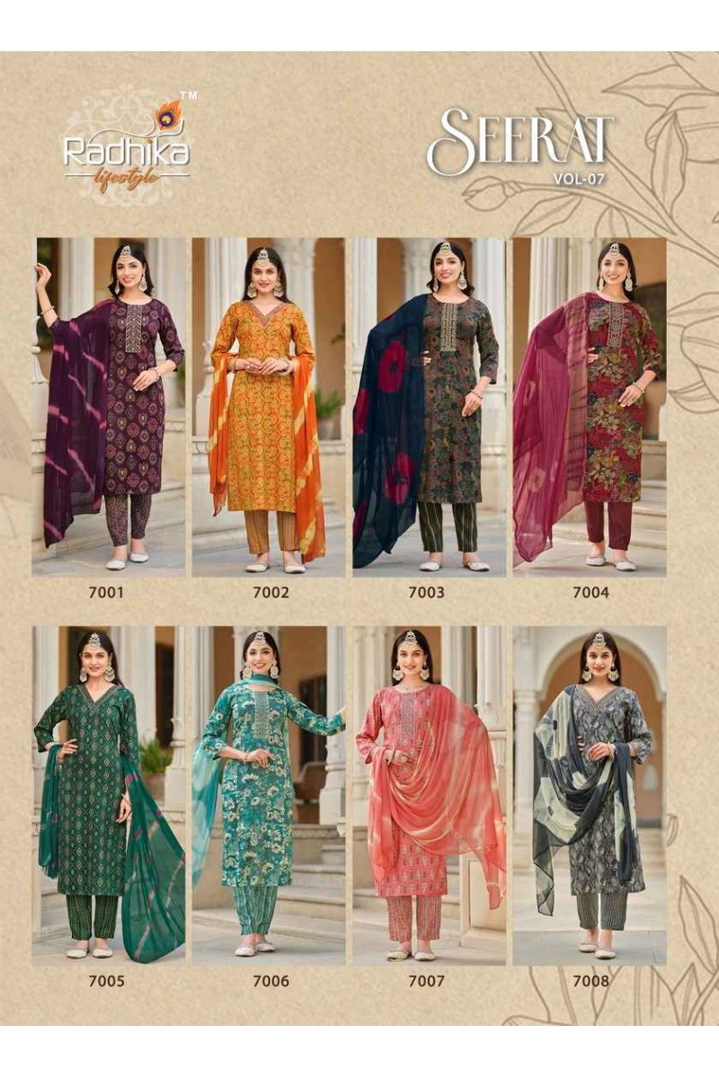 Radhika Lifestyle Seerat Vol-7 Exclusive 3 Piece Readymade Ladies Kurtis Collection