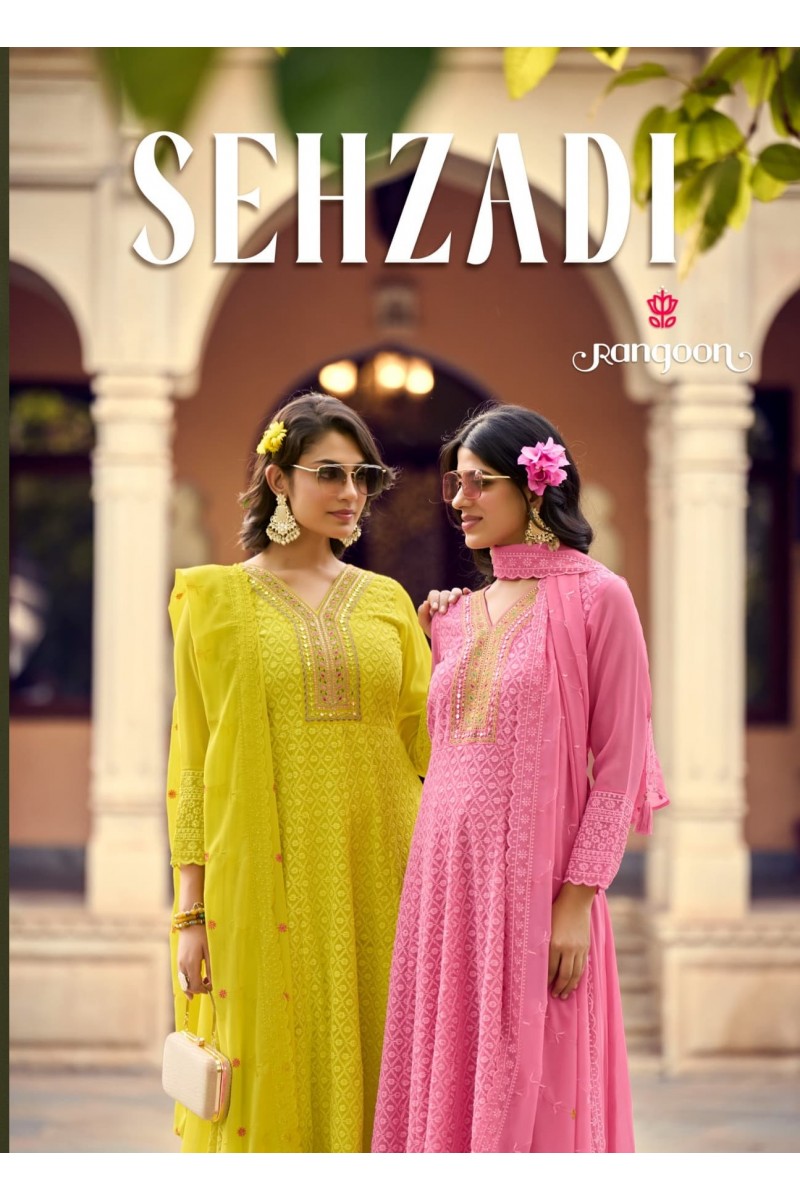 Rangoon Sehzadi Georgette With Embroidery Work Wholesale Kurtis