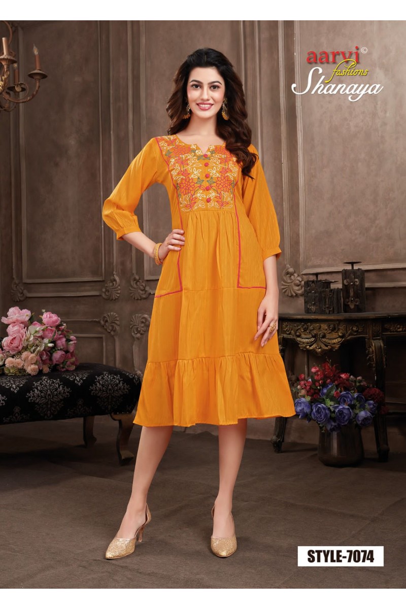 Aarvi Fashion Shanaya Vol-6 Rayon Casual Wear Kurtis Set Garment