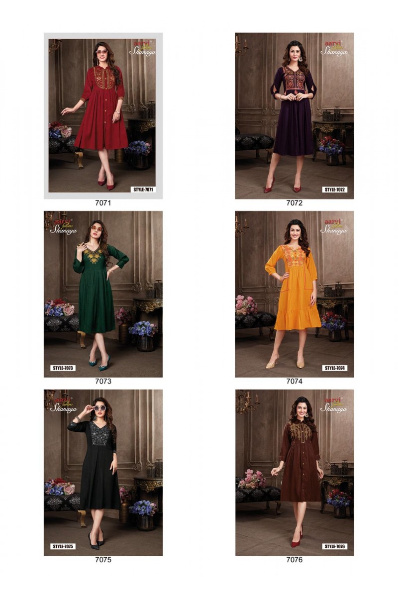 Aarvi Fashion Shanaya Vol-6 Rayon Casual Wear Kurtis Set Garment