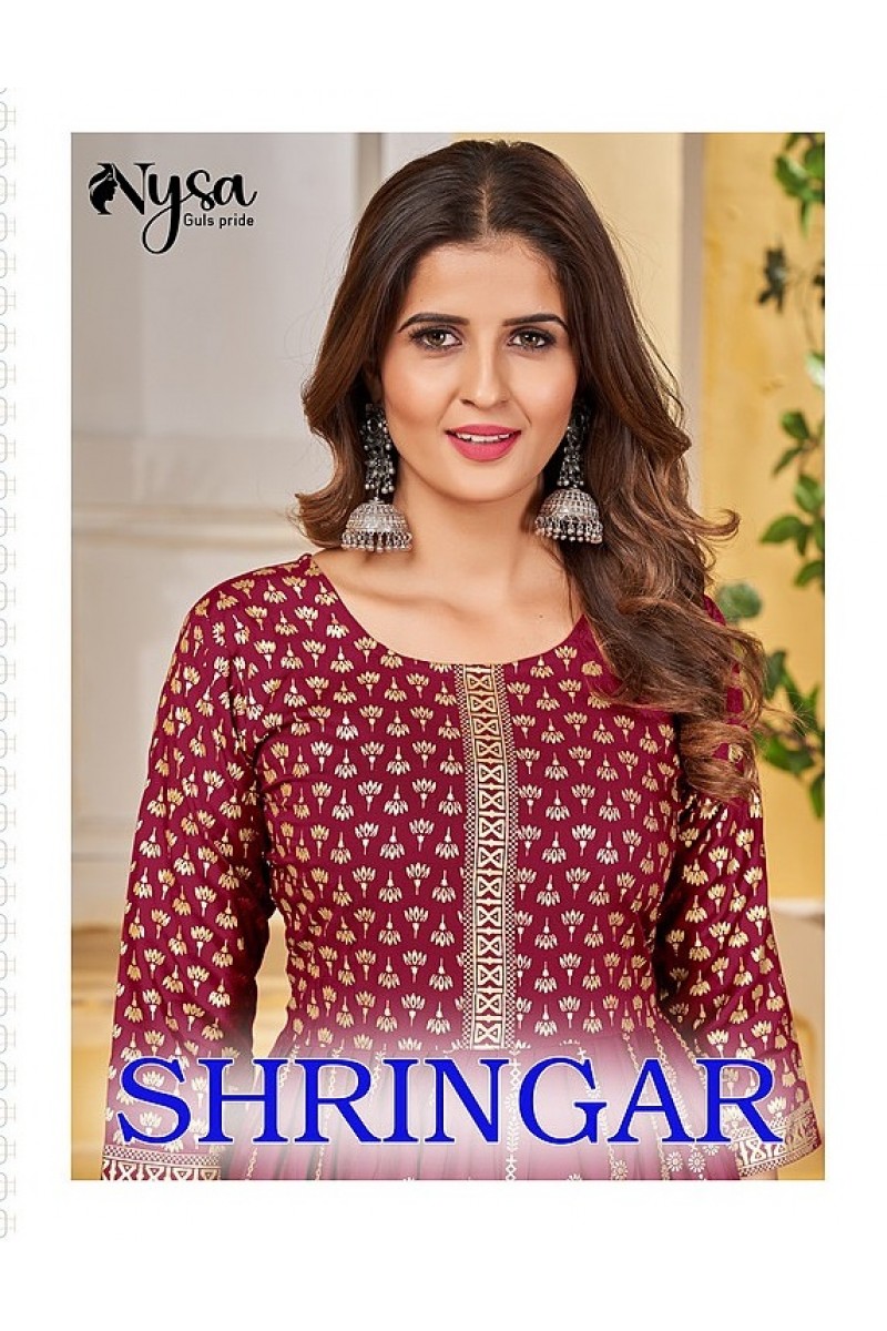Nysa Shringar Gown Long Anarkali Style Rayon Gown Catalogue Set