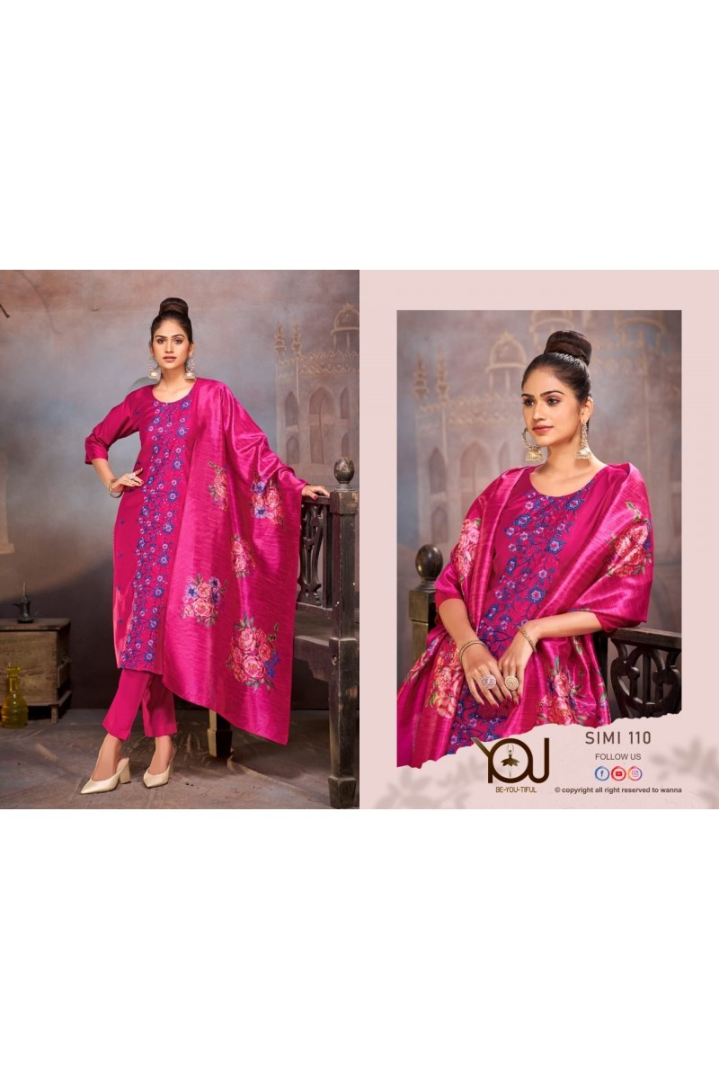 You(Wanna) Simi-110 Chanderi Designer Readymade Ladies Wear Kurtis