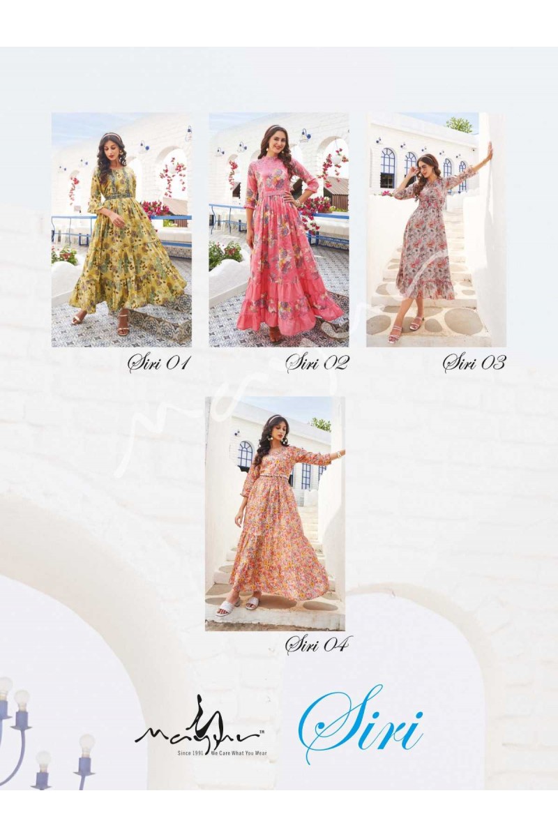  Mayur Siri Fancy Designer Long Anarkali Kurti Collection Catalogue