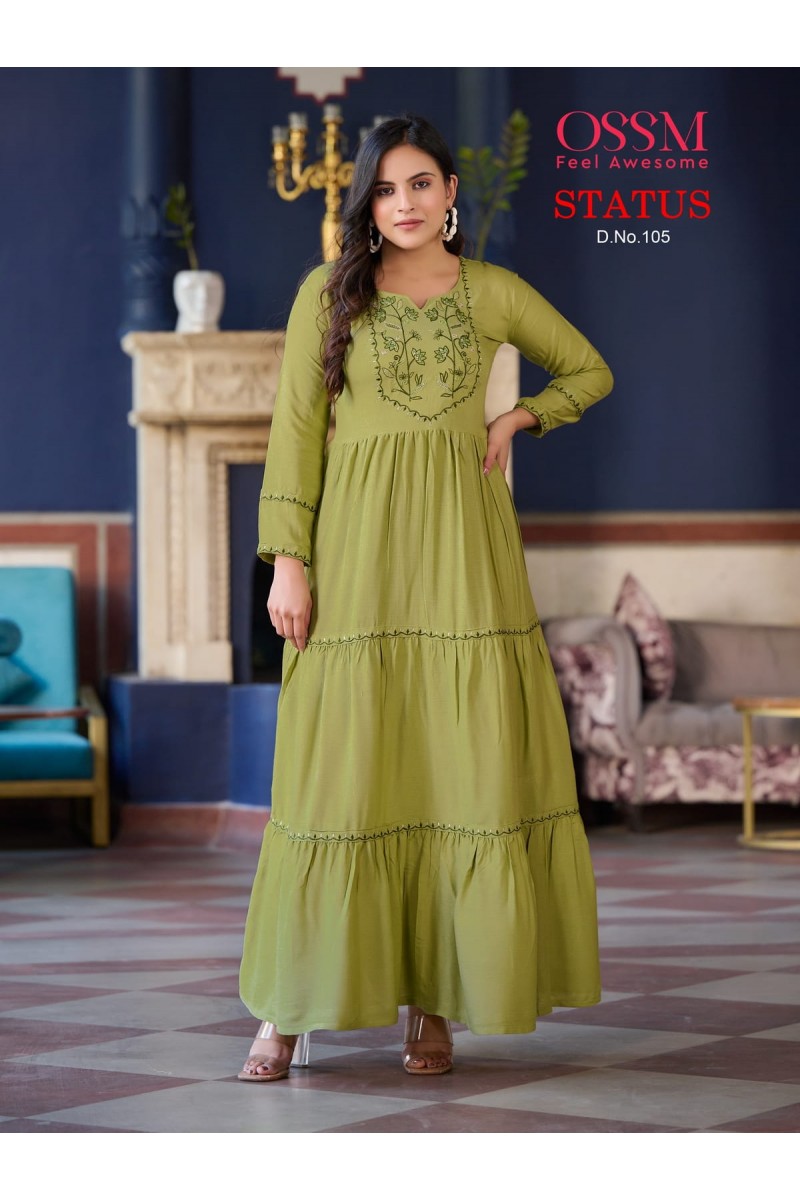 Ossm Status Party Wear Heavy Long Gowns Catalogue Set