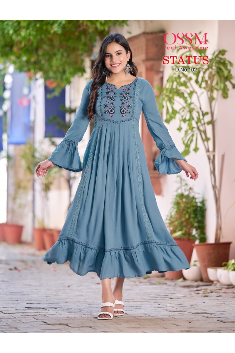 Ossm Status Party Wear Heavy Long Gowns Catalogue Set