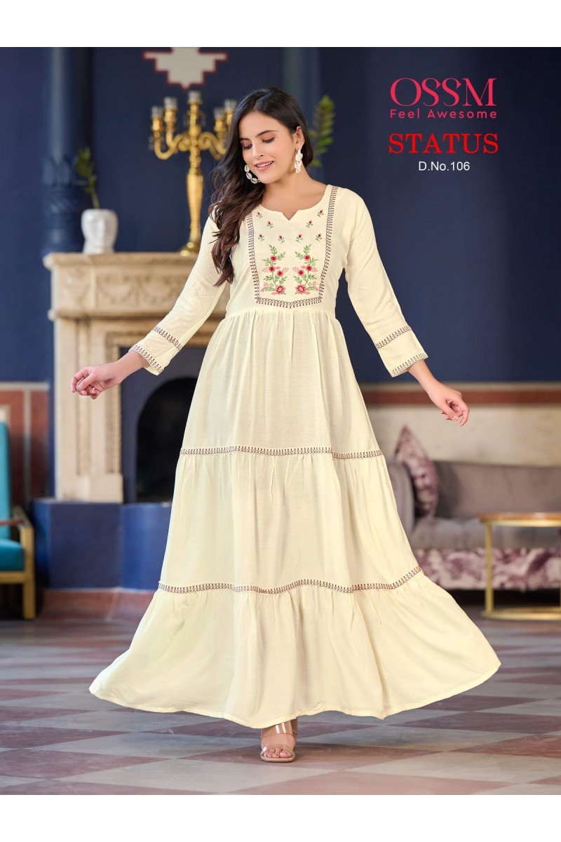 Ossm Status Party Wear Heavy Long Gowns Catalogue Set