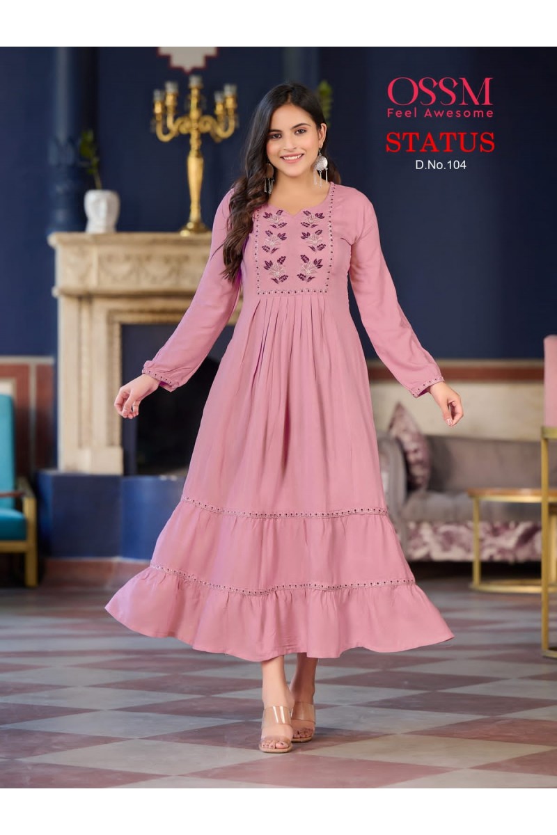 Ossm Status Party Wear Heavy Long Gowns Catalogue Set