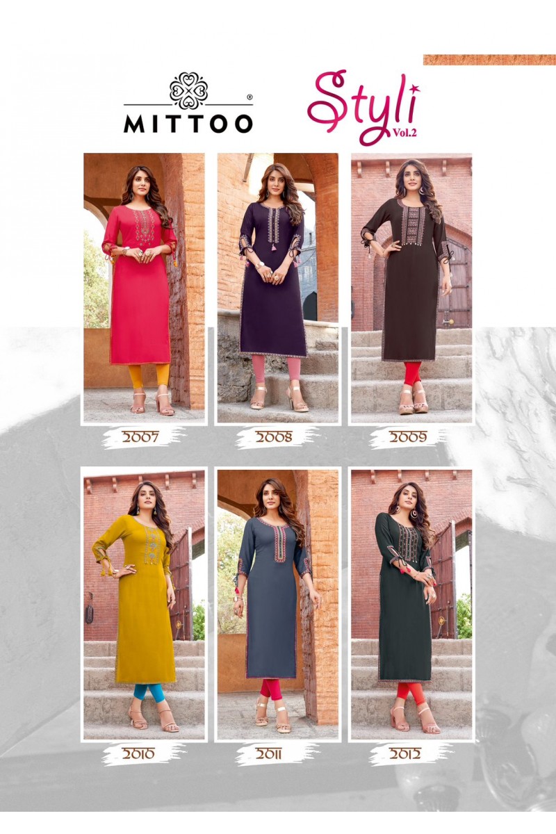 Mittoo Styli Vol-2 Ladies Wear Embroidery With Hand Work Kurti Apparels