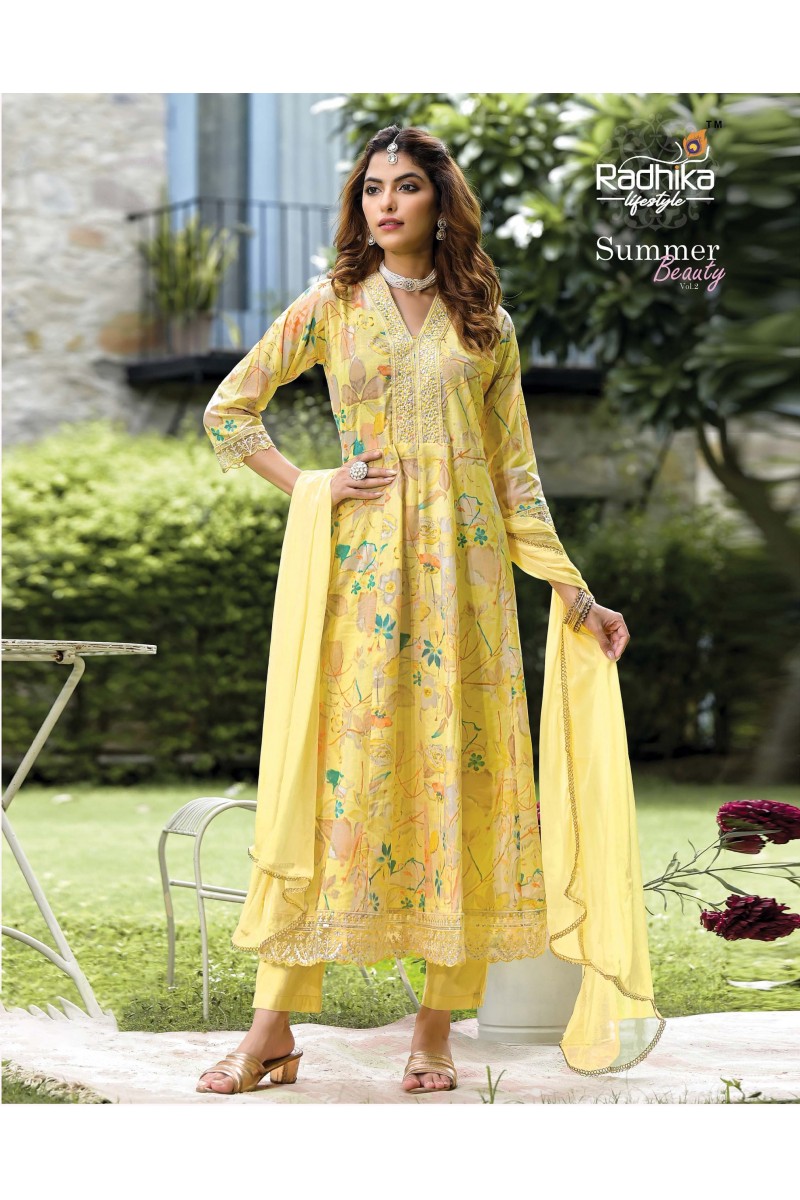 Radhika Lifestyle Summer Beauty Vol-2 Cotton Printed Anarkali Long Kurtis