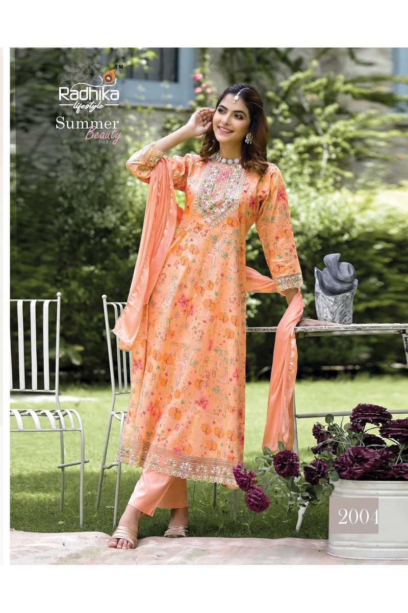 Radhika Lifestyle Summer Beauty Vol-2 Cotton Printed Anarkali Long Kurtis