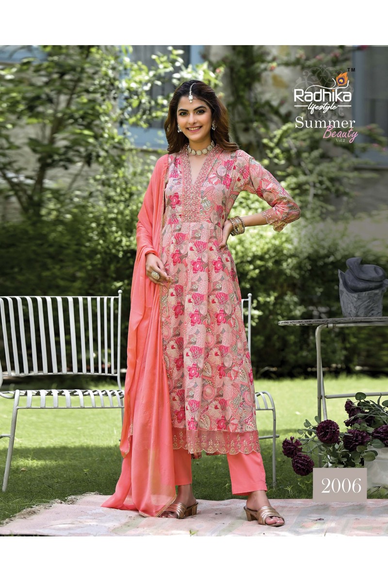 Radhika Lifestyle Summer Beauty Vol-2 Cotton Printed Anarkali Long Kurtis