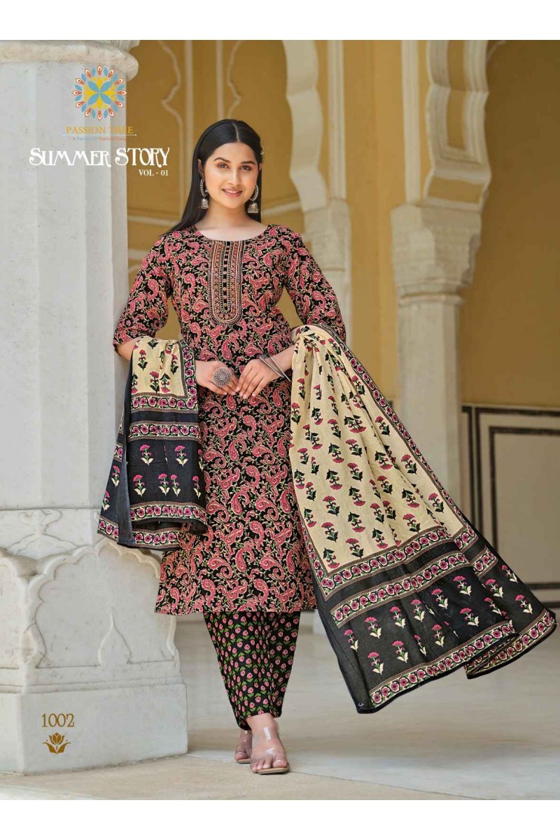 Passion Tree Summer Story Vol-1 Cotton Kurti with Pant and Dupatta Set